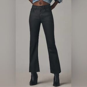 PILCRO X ANTHRO 27 YAYA Black Luxe Coated Mid Rise Crop Flare Stretch Jeans